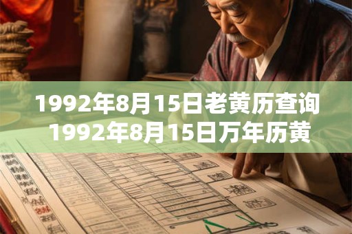 1992年8月15日老黄历查询 1992年8月15日万年历黄道吉日