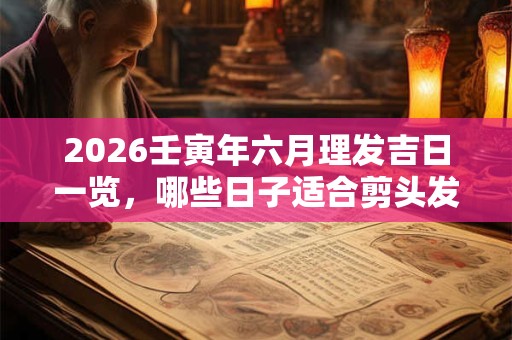 2026壬寅年六月理发吉日一览，哪些日子适合剪头发？