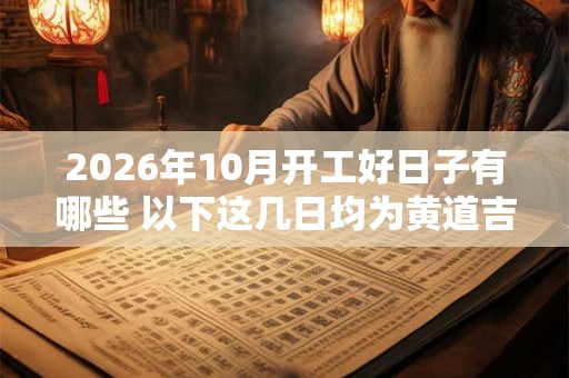 2026年10月开工好日子有哪些 以下这几日均为黄道吉日 2026年10月开工好日子有哪些 以下这几日均为黄道吉日