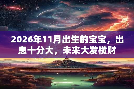2026年11月出生的宝宝，出息十分大，未来大发横财