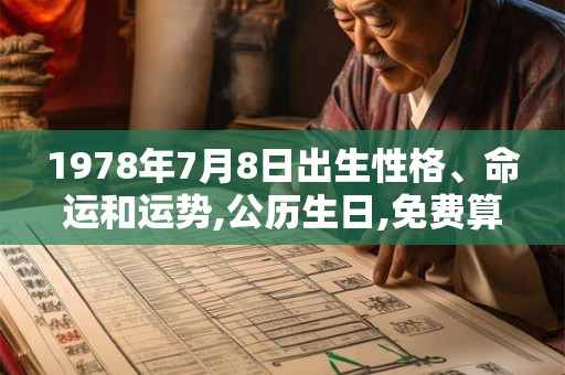 1978年7月8日出生性格、命运和运势,公历生日,免费算命