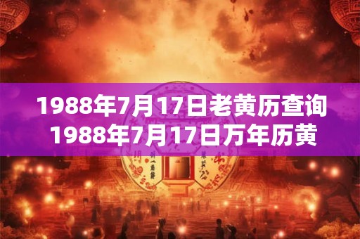 1988年7月17日老黄历查询 1988年7月17日万年历黄道吉日 1988年7月17日老黄历查询 1988年7月17日万年历黄道吉日