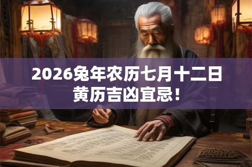 2026兔年农历七月十二日黄历吉凶宜忌! 2026兔年农历七月十二日黄历吉凶宜忌!