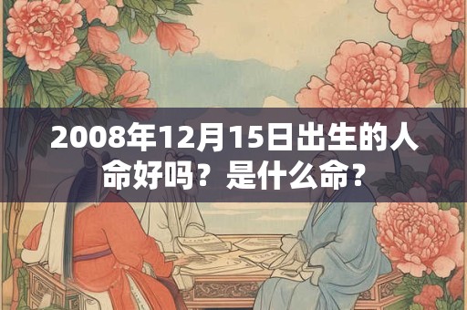2008年12月15日出生的人命好吗？是什么命？