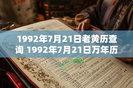 1992年7月21日老黄历查询 1992年7月21日万年历黄道吉日