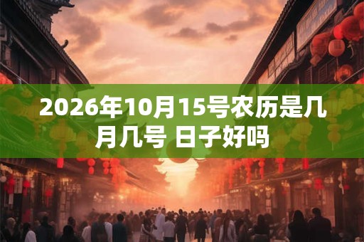 2026年10月15号农历是几月几号 日子好吗