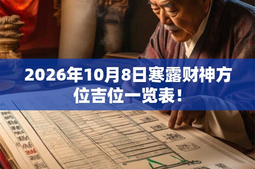 2026年10月8日寒露财神方位吉位一览表! 2026年10月8日寒露财神方位吉位一览表!