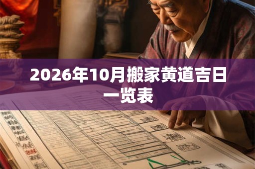 2026年10月搬家黄道吉日一览表