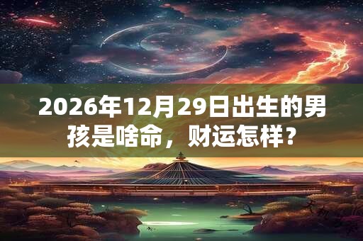 2026年12月29日出生的男孩是啥命，财运怎样？