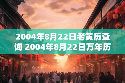2004年8月22日老黄历查询 2004年8月22日万年历黄道吉日 2004年8月22日老黄历查询 2004年8月22日万年历黄道吉日