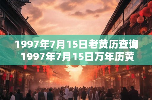 1997年7月15日老黄历查询 1997年7月15日万年历黄道吉日