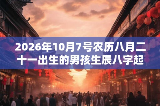 2026年10月7号农历八月二十一出生的男孩生辰八字起名 2026年10月7号农历八月二十一出生的男孩生辰八字起名