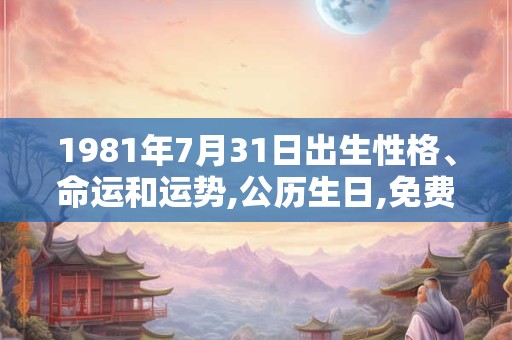 1981年7月31日出生性格、命运和运势,公历生日,免费算命 1981年7月31日出生性格、命运和运势,公历生日,免费算命