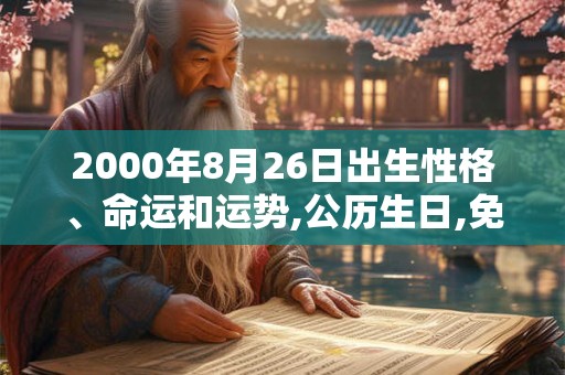 2000年8月26日出生性格、命运和运势,公历生日,免费算命 2000年8月26日出生性格、命运和运势,公历生日,免费算命