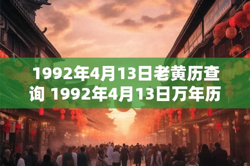 1992年4月13日老黄历查询 1992年4月13日万年历黄道吉日