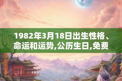 1982年3月18日出生性格、命运和运势,公历生日,免费算命 1982年3月18日出生性格、命运和运势,公历生日,免费算命