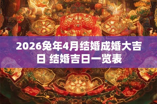 2026兔年4月结婚成婚大吉日 结婚吉日一览表
