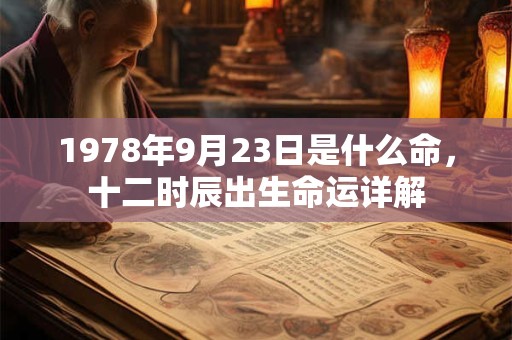 1978年9月23日是什么命，十二时辰出生命运详解
