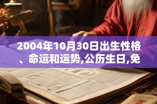 2004年10月30日出生性格、命运和运势,公历生日,免费算命