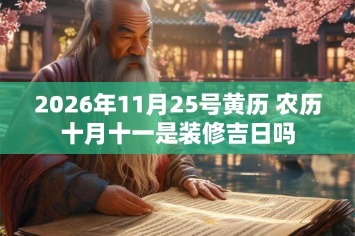 2026年11月25号黄历 农历十月十一是装修吉日吗 2026年11月25号黄历 农历十月十一是装修吉日吗
