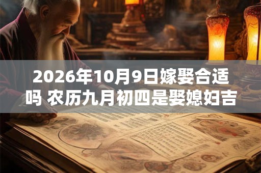 2026年10月9日嫁娶合适吗 农历九月初四是娶媳妇吉日吗 2026年10月9日嫁娶合适吗 农历九月初四是娶媳妇吉日吗