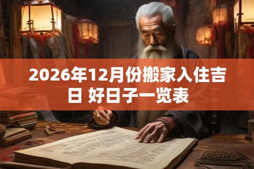 2026年12月份搬家入住吉日 好日子一览表 2026年12月份搬家入住吉日 好日子一览表
