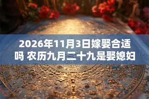 2026年11月3日嫁娶合适吗 农历九月二十九是娶媳妇吉日吗 2026年11月3日嫁娶合适吗 农历九月二十九是娶媳妇吉日吗