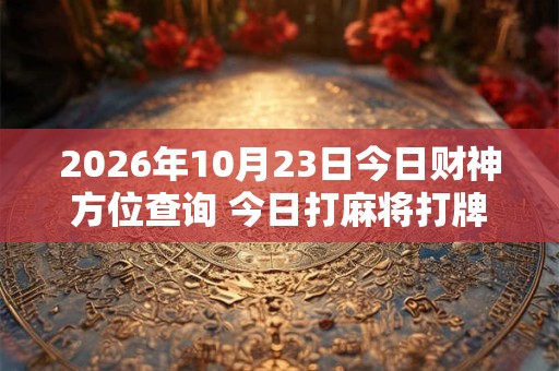 2026年10月23日今日财神方位查询 今日打麻将打牌财神方位！