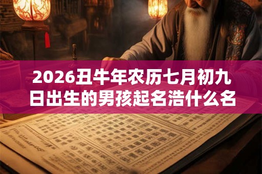 2026丑牛年农历七月初九日出生的男孩起名浩什么名字？