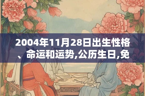 2004年11月28日出生性格、命运和运势,公历生日,免费算命