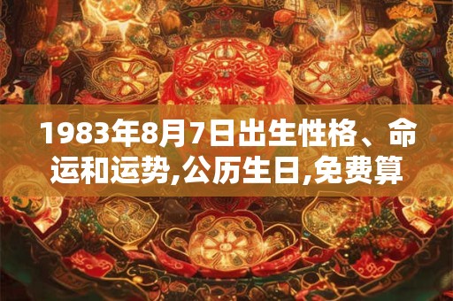 1983年8月7日出生性格、命运和运势,公历生日,免费算命 1983年8月7日出生性格、命运和运势,公历生日,免费算命