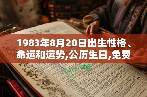 1983年8月20日出生性格、命运和运势,公历生日,免费算命