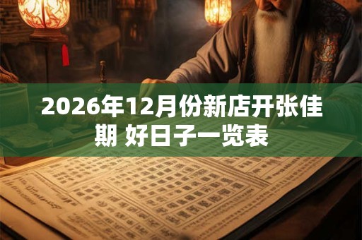 2026年12月份新店开张佳期 好日子一览表