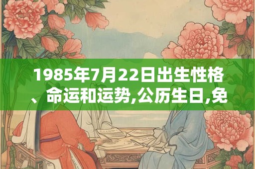 1985年7月22日出生性格、命运和运势,公历生日,免费算命 1985年7月22日出生性格、命运和运势,公历生日,免费算命