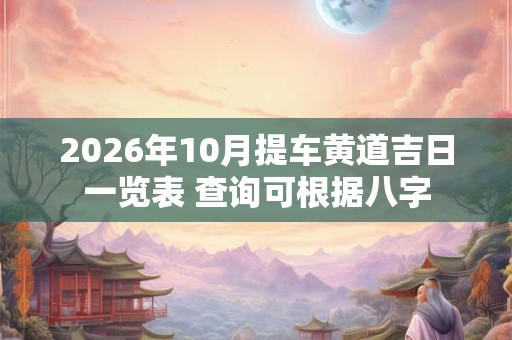 2026年10月提车黄道吉日一览表 查询可根据八字 2026年10月提车黄道吉日一览表 查询可根据八字