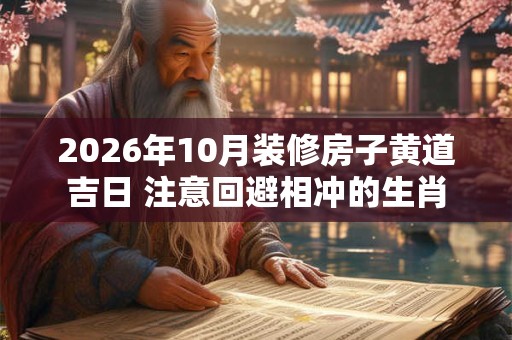 2026年10月装修房子黄道吉日 注意回避相冲的生肖