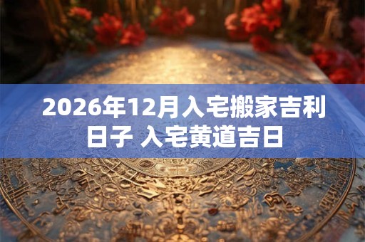 2026年12月入宅搬家吉利日子 入宅黄道吉日