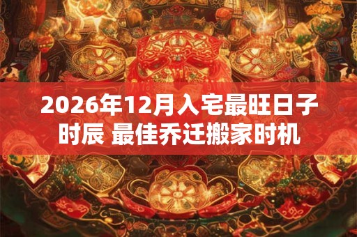 2026年12月入宅最旺日子时辰 最佳乔迁搬家时机 2026年12月入宅最旺日子时辰 最佳乔迁搬家时机
