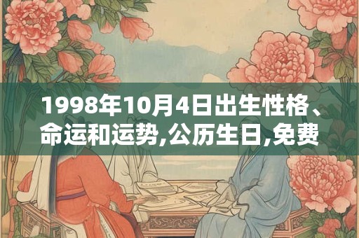 1998年10月4日出生性格、命运和运势,公历生日,免费算命