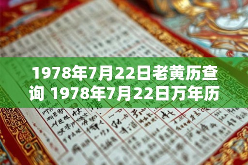 1978年7月22日老黄历查询 1978年7月22日万年历黄道吉日