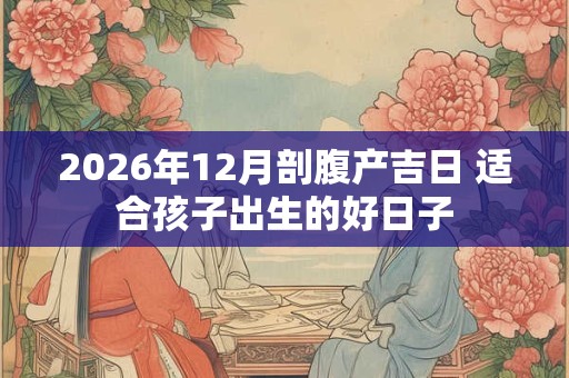 2026年12月剖腹产吉日 适合孩子出生的好日子