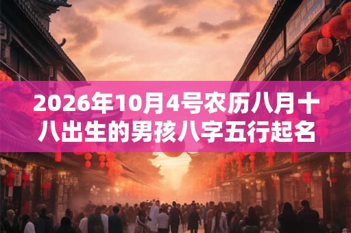 2026年10月4号农历八月十八出生的男孩八字五行起名字