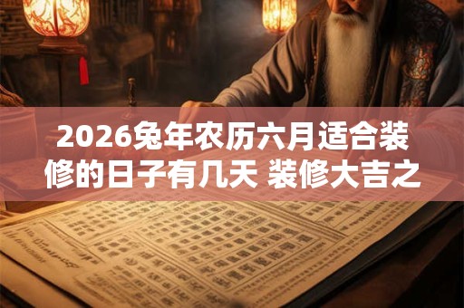 2026兔年农历六月适合装修的日子有几天 装修大吉之日