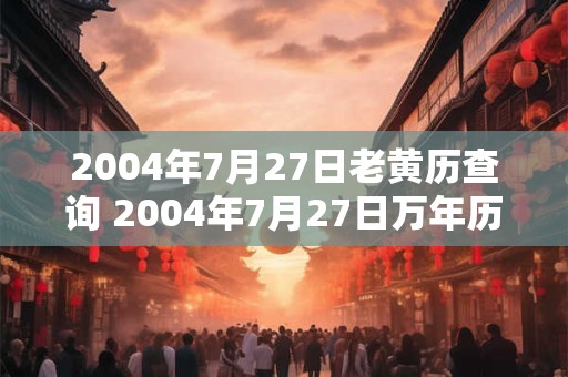 2004年7月27日老黄历查询 2004年7月27日万年历黄道吉日