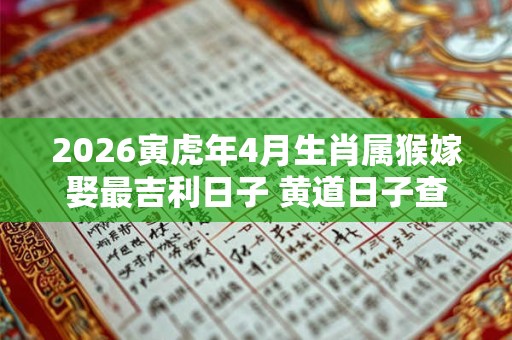 2026寅虎年4月生肖属猴嫁娶最吉利日子 黄道日子查询