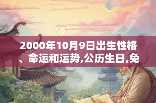 2000年10月9日出生性格、命运和运势,公历生日,免费算命