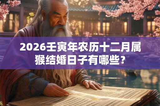 2026壬寅年农历十二月属猴结婚日子有哪些？