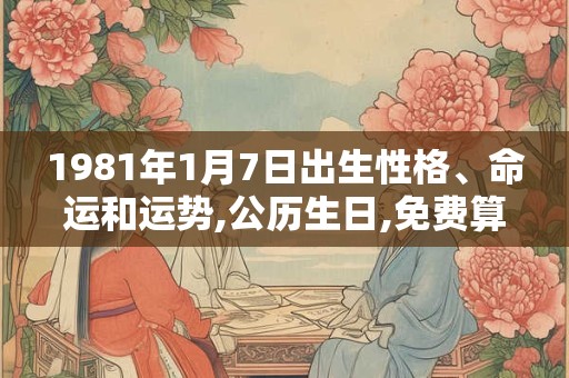 1981年1月7日出生性格、命运和运势,公历生日,免费算命