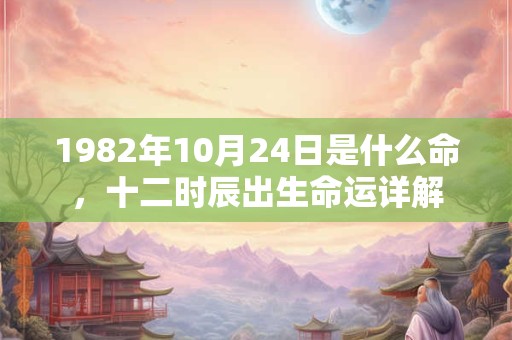 1982年10月24日是什么命，十二时辰出生命运详解