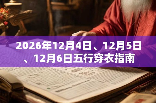 2026年12月4日、12月5日、12月6日五行穿衣指南 2026年12月4日、12月5日、12月6日五行穿衣指南
